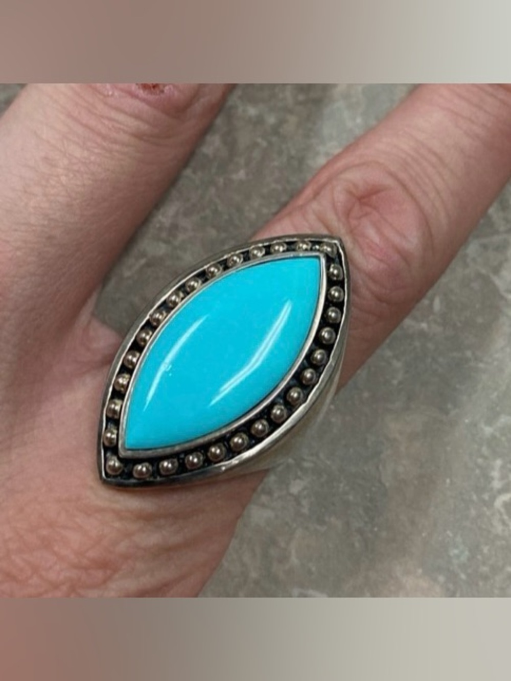 Turquoise Marquise Stone Sterling-Style Statement Ring